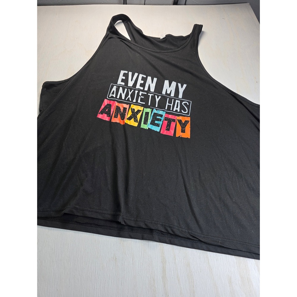 Even My Anxiety Has Anxiety Graphic Tank Top Black 8XL Plus Size Racerback